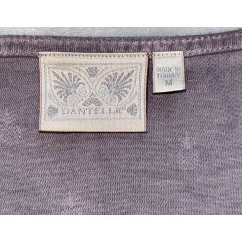 Dantelle Side Tie Tunic Women's M Purple Gold‎ Pineapple Summer Vacation
